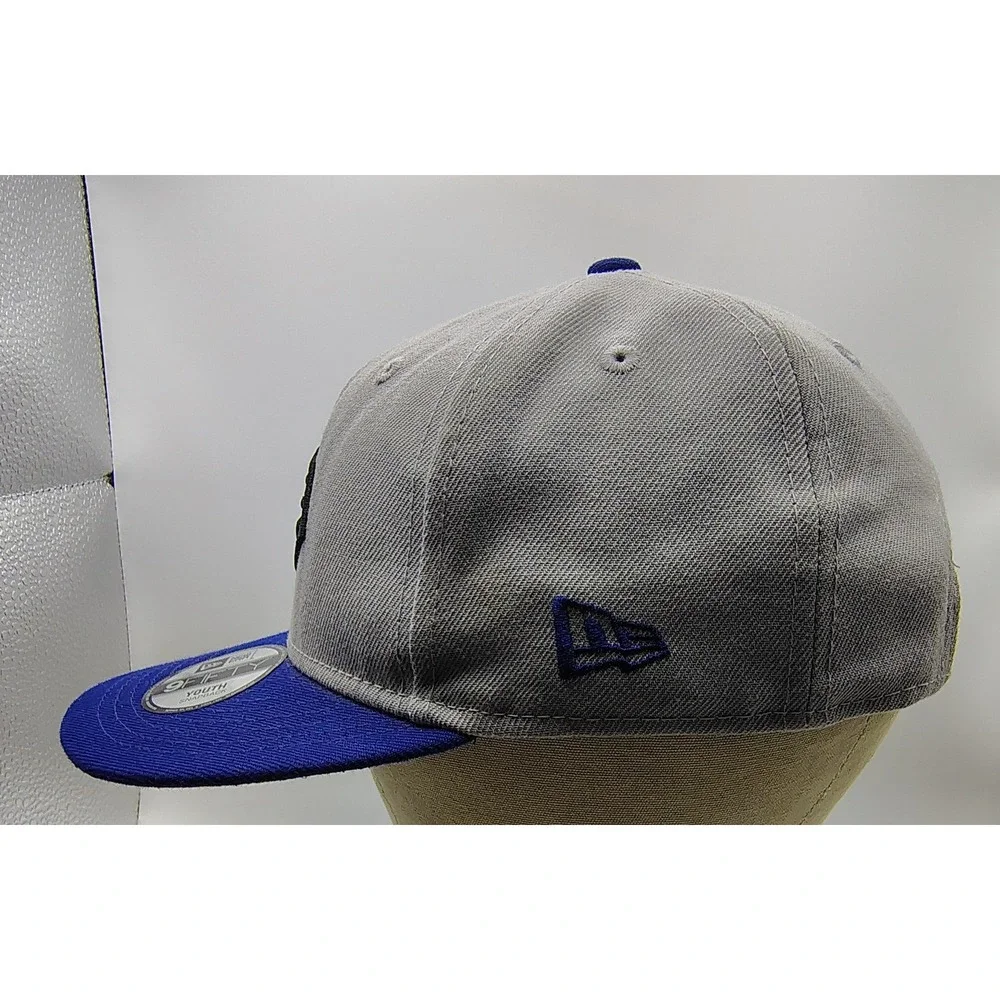 New Era Youth 9FIFTY Snapback Hat Gray‎ Blue Logo Baseball Cap Adjustable